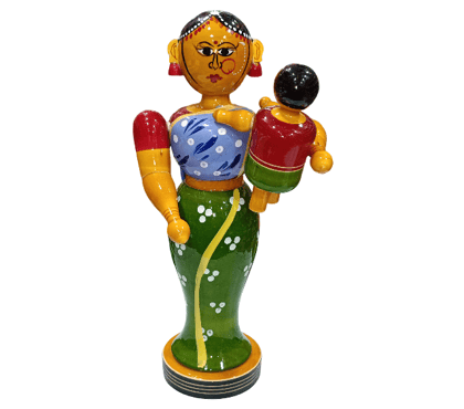 Traditional Wooden Mother Carrying Baby Doll Toy Traditional Wooden Mother Carrying Baby Doll Toy