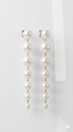 Elegant Multi-Tiered Graduated Pearl Linear Drop Statement Earrings for Women