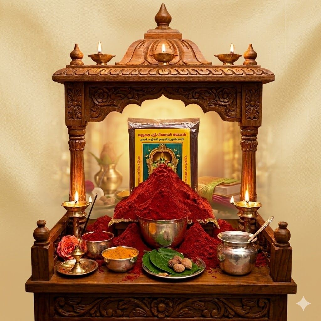 NAAYAGI ® - MADURAI SRI MEENAKSHI - 1 KG, Nayam Thazhampoo Kungumam , traditional Turmeric based.