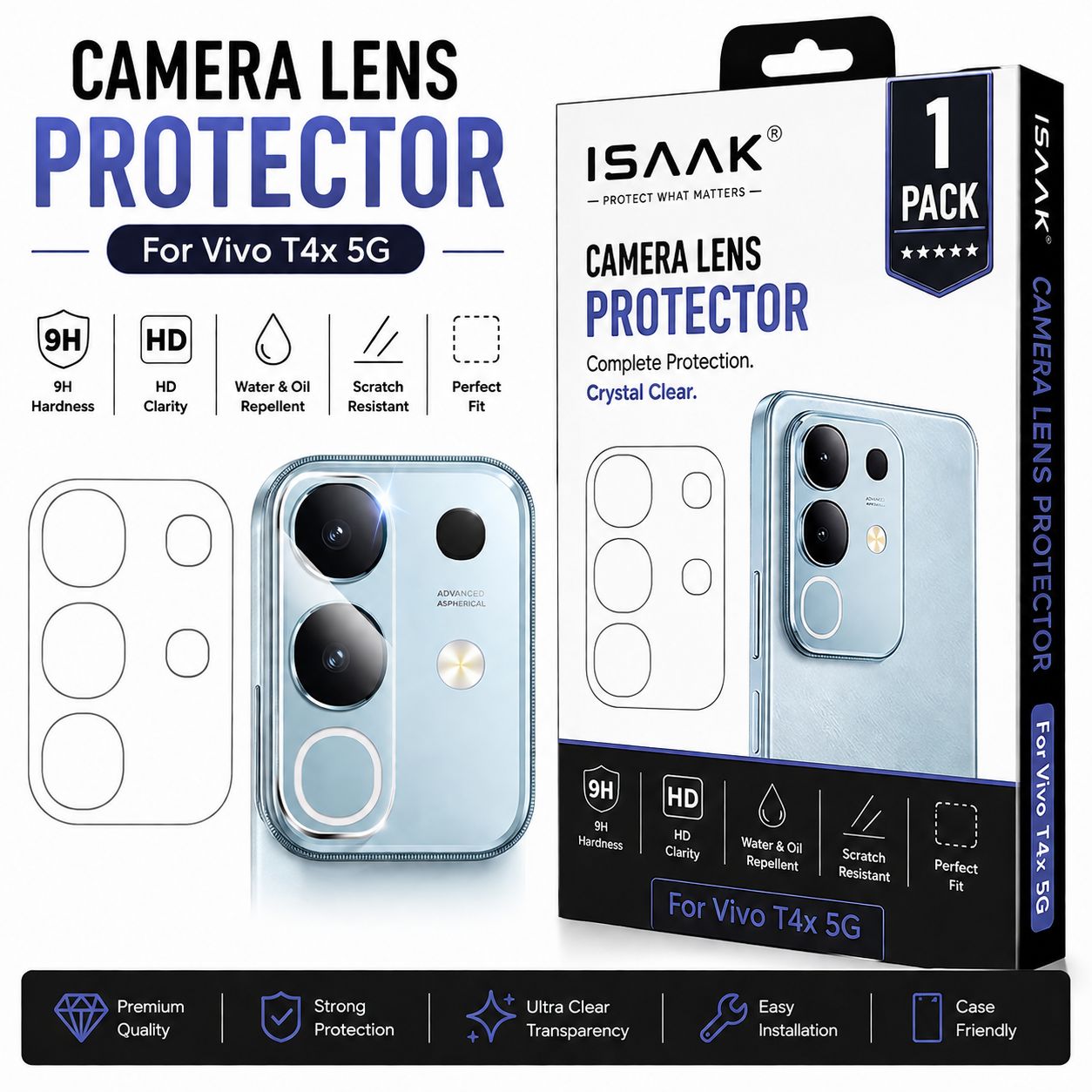 ISAAK Back Camera Lens Protector compatible for Vivo T4x 5G (Pack of 1)