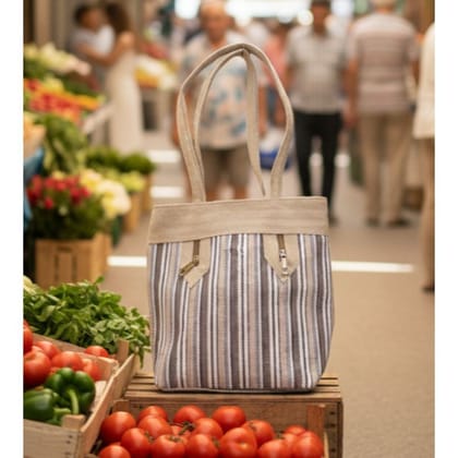 STRIPED CANVAS TOTE BAG