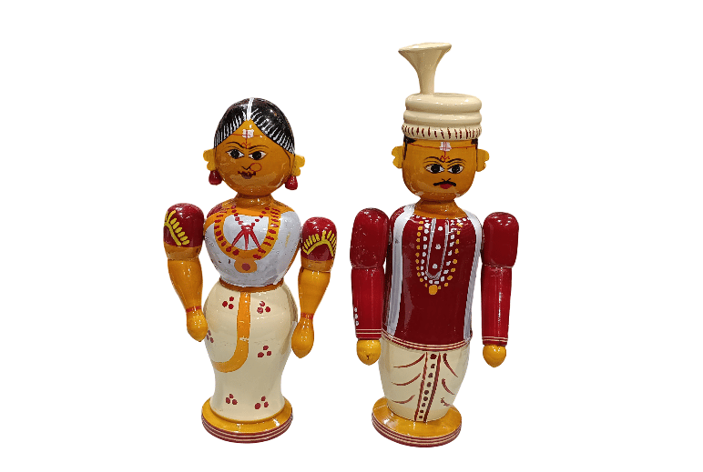 Etikoppaka Handicrafts Wooden Pellikoduku & Pellikuthuru Pair