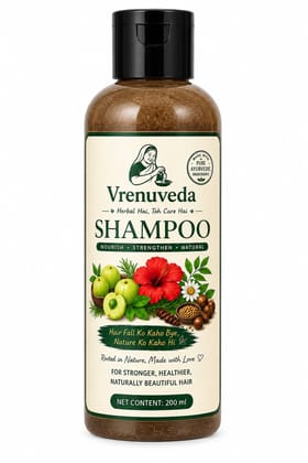 Vrenuveda Herbal Shampoo | Anti Hair Fall Shampoo for Stronger, Healthier & Naturally Beautiful Hair | 200ml