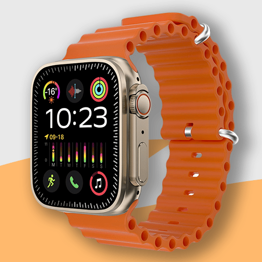 T800 Smart Watch, Touchscreen Display, Fitness Tracker, Compatible with Android, Bluetooth Connectivity (Orange)