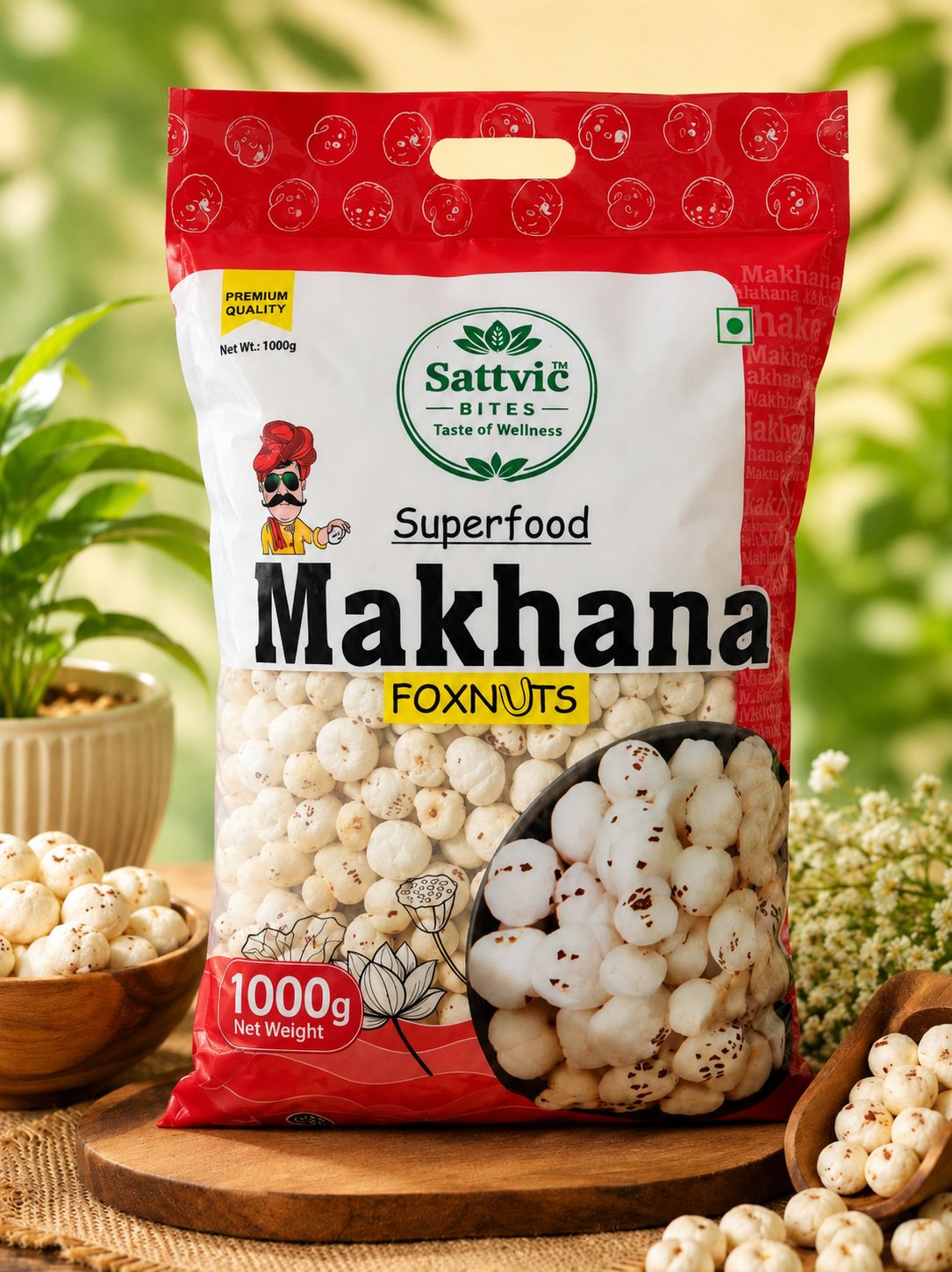 Sattvic Bites Premium 6 Sutta Phool Makhana – Healthy & Natural (1000gm)