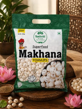 Sattvic Bites Premium 6 Sutta Phool Makhana – Healthy & Natural (250gm)
