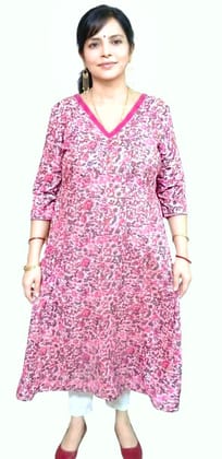 Women's Cotton Polyester Kurta | Side Panel Kurti | Size: L Women's Cotton Polyester Kurta | Side Panel Kurti | Size: L