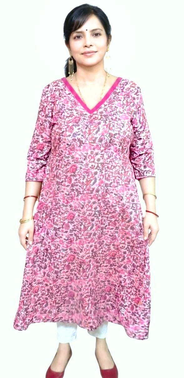 Women's Cotton Polyester Kurta | Side Panel Kurti | Size: L 