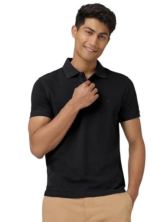 Men's Black Super Combed Cotton Polo Shirt