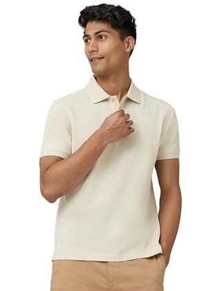 Men's Beige Super Combed Cotton Polo Shirt