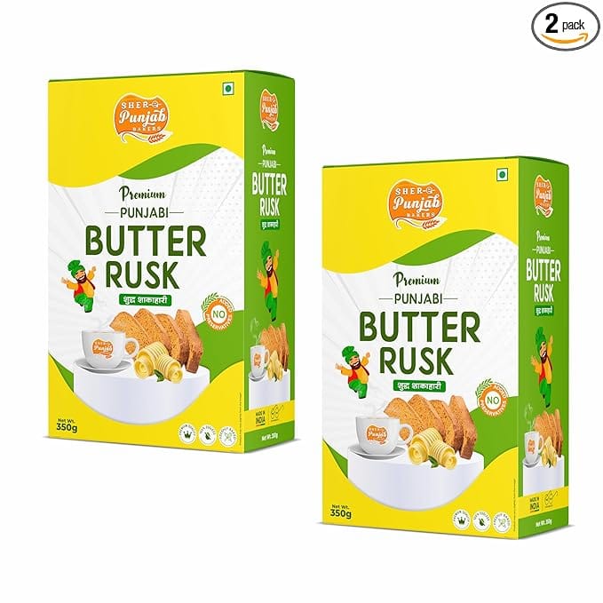 Sher Ae Punjab Premium Butter Rusk - Pack of 2 (350g each)