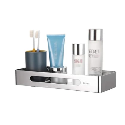 Square Stainless Steel Corner Shelf (Silver)
