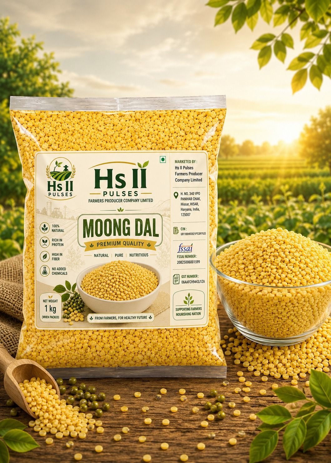 Hs II Pulses Premium Quality Moong Dal - 1 kg