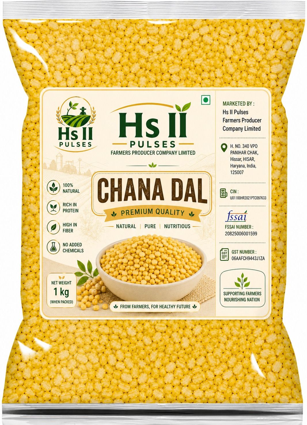 Hs II Pulses Premium Quality Chana Dal 1 kg