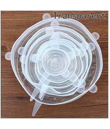 Winner Set of 5 Pcs Silicone Stretch Lids - Food Fresh Saver Cover, Freezable, Microwavable Cover Stretchable Covers for Bowls (White Color)