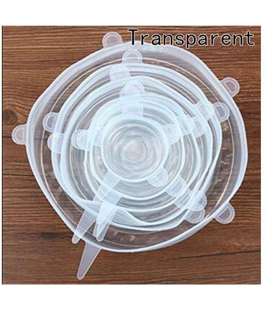 Winner Set of 5 Pcs Silicone Stretch Lids - Food Fresh Saver Cover, Freezable, Microwavable Cover Stretchable Covers for Bowls (White Color)