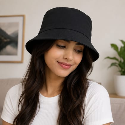 Classic Black Cotton Bucket Hat