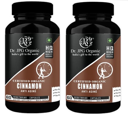 Dr. JPG Organic herbals  Cinnamon Capsules 60 Veg. Capsules/INDIA ORGANIC Certified (Pack Of 2)