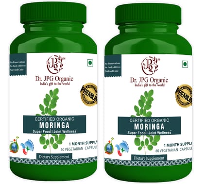 Dr. JPG Organic herbals  Moringa Capsules For Joint Wellness, Super Food 60 Veg Capsules/INDIA ORGANIC Certified (Pack Of 2)