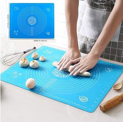 Silicon Roti mat Non-Stick Silicone Reusable Pastry Fondant Dough Roti Chapati Rolling Baking Sheet Mat with Measurements 50 * 40 cm (Multicolor)