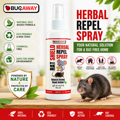 BUGAWAY Herbal Rat Repellent Spray | Natural Rat Repellent for Home, Kitchen & Car 100ML (Pack Of 1)