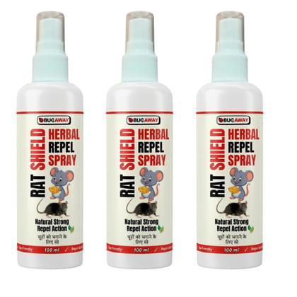 BUGAWAY Herbal Rat Repellent Spray | Natural Rat Repellent for Home, Kitchen & Car 100ML (Pack Of 3)