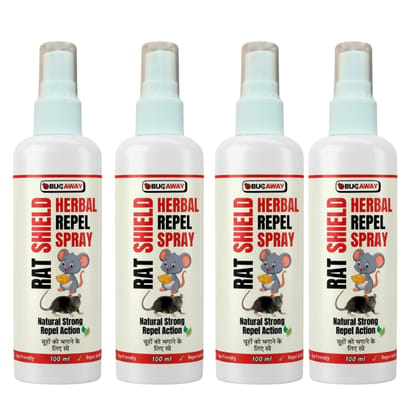 BUGAWAY Herbal Rat Repellent Spray | Natural Rat Repellent for Home, Kitchen & Car 100ML (Pack Of 4)