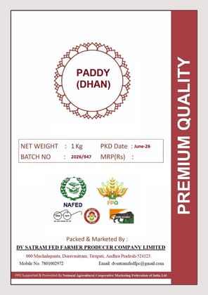 DV Satram Fed Premium Quality Paddy (Dhan) - 1 Kg DV Satram Fed Premium Quality Paddy (Dhan) - 1 Kg