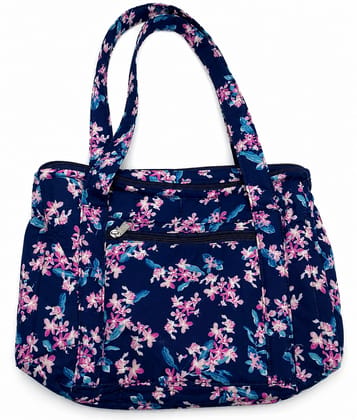 Women's Navy Floral Quilted Shoulder Bag - Medium Women's Navy Floral Quilted Shoulder Bag - Medium