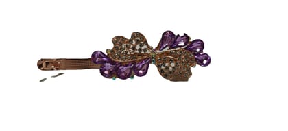 Luxury Purple and Clear Stone Gold Plated Bow Hair Clip Barrette Luxury Purple and Clear Stone Gold Plated Bow Hair Clip Barrette
