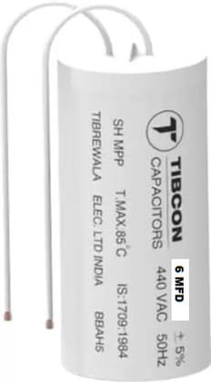 Tibcon Capacitor 6 MFD 440V for Ceiling Fan & Cooler Motor | Heavy Duty 1 pcs