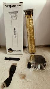 T9 Vintage Professional Hair Trimmer For Men –Golden Body,Cordless,4 Guide Combs,USB Rechargeable,Men'S T9 Golden –Zero Gap Beard & Hair Clipper With Guide Combs