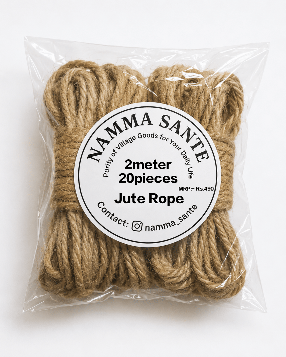 Jute Rope, Natural Jute Rope, Multipurpose Jute Rope, Twisted Jute Rope, Eco-Friendly Jute Rope 2meter 250pieces 3.7kg