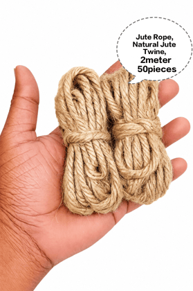 Jute Rope, Natural Jute Rope, Multipurpose Jute Rope, Twisted Jute Rope, Eco-Friendly Jute Rope 2meter 50pieces 750gm