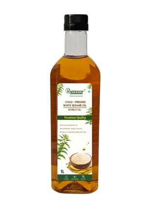Ramnoor Pure Organic Cold Pressed White Sesame Oil 1L | Kachi Ghani Til Oil | Unrefined | Strong Aroma Cooking Oil Ramnoor Pure Organic Cold Pressed White Sesame Oil 1L | Kachi Ghani Til Oil | Unrefined | Strong Aroma Cooking Oil