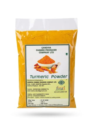 Organic Turmeric Powder 250Grms, 100% Pure and Natural, Gluten-Free, Vegan