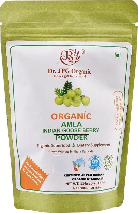 DR. JPG ORGANICFOODS & HERBALS Amla powder 228 g |India Organic Certified/Herbal Supplement|(pack of 2)