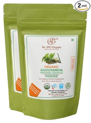 Dr. JPG Organic herbals Giloy Powder/Guduchi Powder/Gulvel Steam Powder/Tinospora Cordifolons 228g |INDIA ORGANIC Certified / 114g Pack Of 2