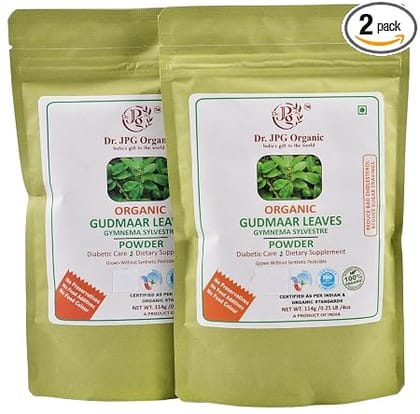 Dr. JPG Organic herbals Gymnema/Gudmar Powder | India Organic Certified | 114g Pack of 2 | Herbal Supplement