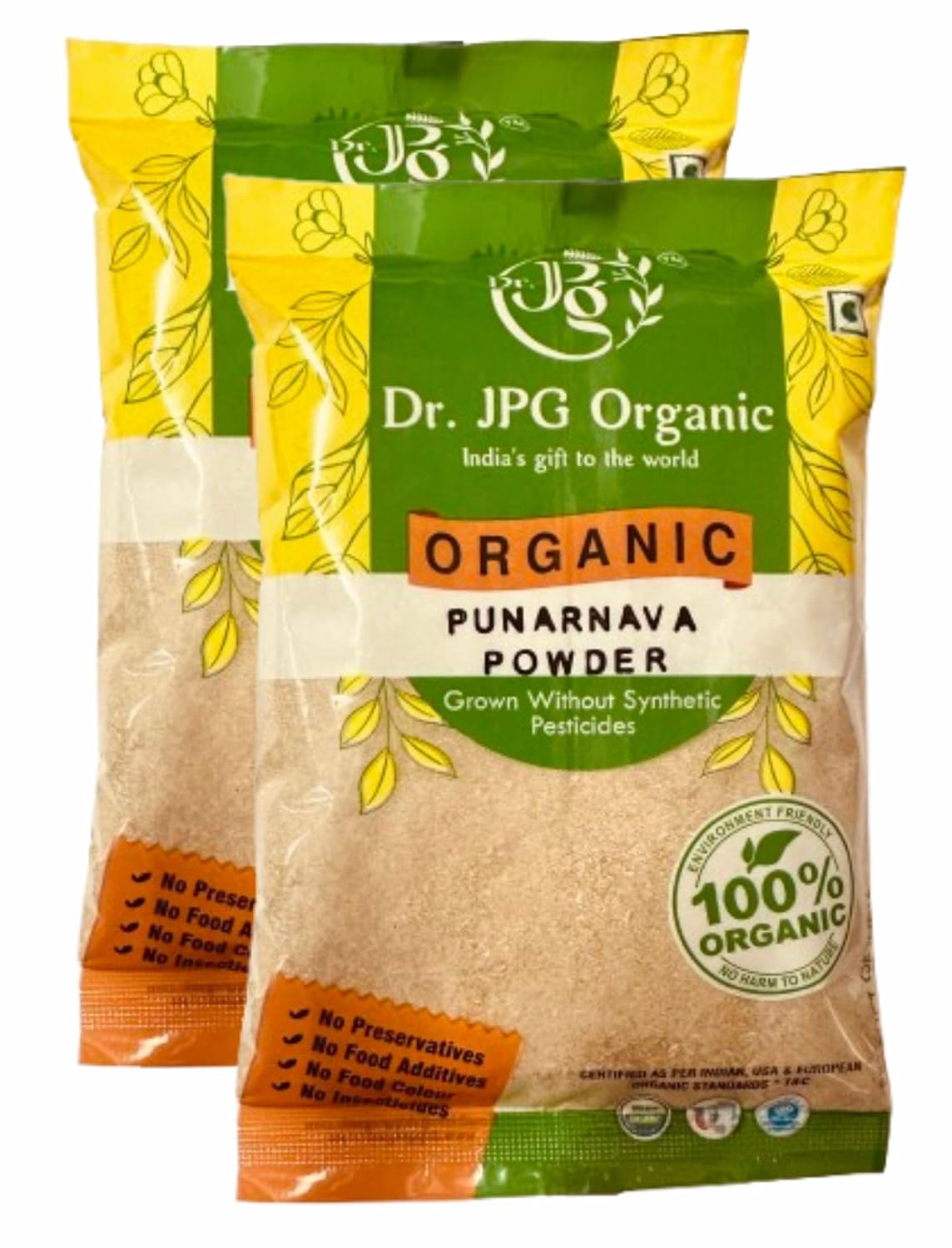 Dr. JPG Organic herbals  Punarnava Powder For Liver & Kidney Wellness | Sathi Jadd Boerhavia Diffusa | INDIA ORGANIC Certified | (114g Pack Of 2)