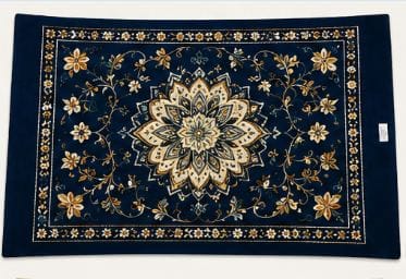 Navkaar Traditional Floral Medallion Door Mat - Navy Blue (35x60 cm)