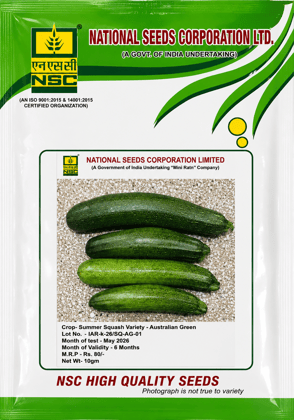 NSC Summer Squash, Australian Green, 10 gm Seed Pouch
