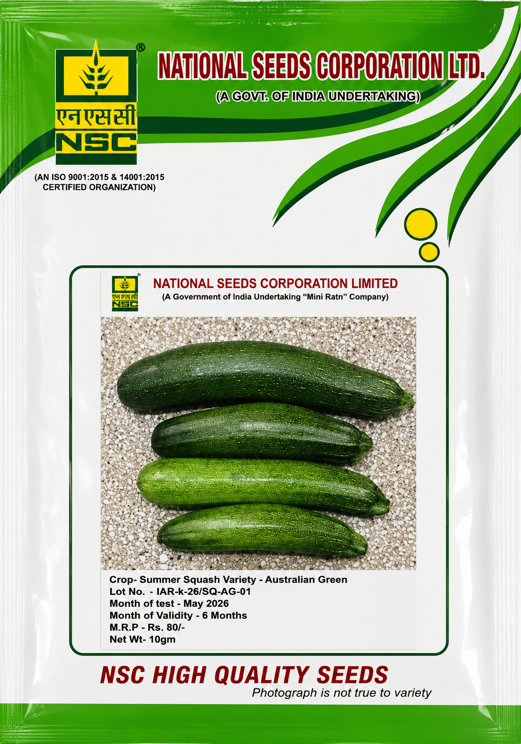 NSC Summer Squash, Australian Green, 10 gm Seed Pouch