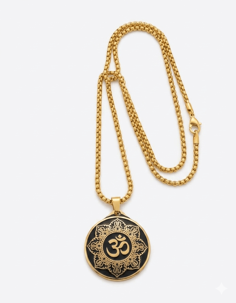 Om Lacet With Gold Chain