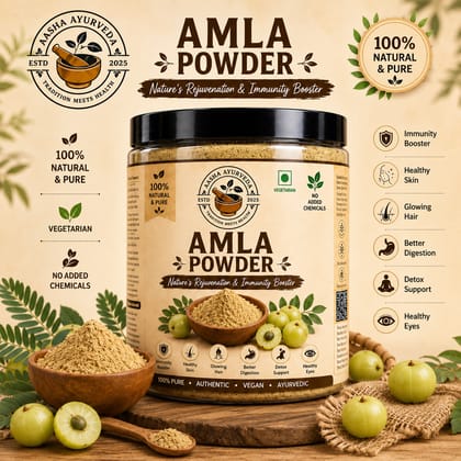 Aasha Ayurveda Amla Powder | 100% Natural Indian Gooseberry Powder | Premium Quality Herbal Powder