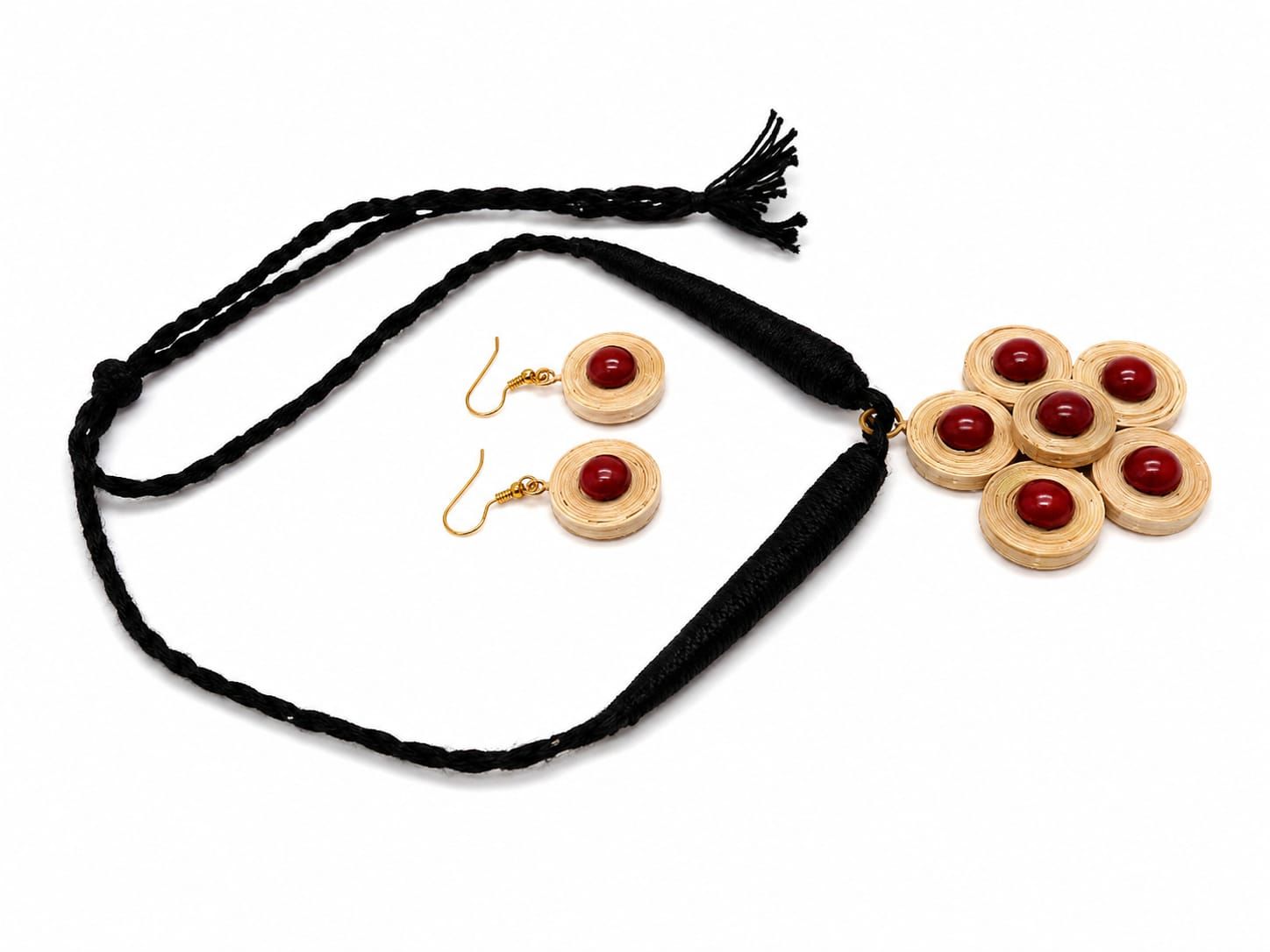 Handmade Bamboo Necklet with Earrings