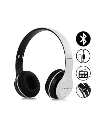 P47 Wireless Bluetooth Headphone with Mic | Foldable Over-Ear Headset | Stereo Bass Sound | Bluetooth 5.0 | AUX, TF Card & FM Radio Support