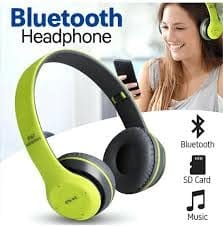P47 Wireless Bluetooth Headphone with Mic | Foldable Stereo Over-Ear Headset | Deep Bass | TF Card & FM Support | AUX Mode | Universal Compatible