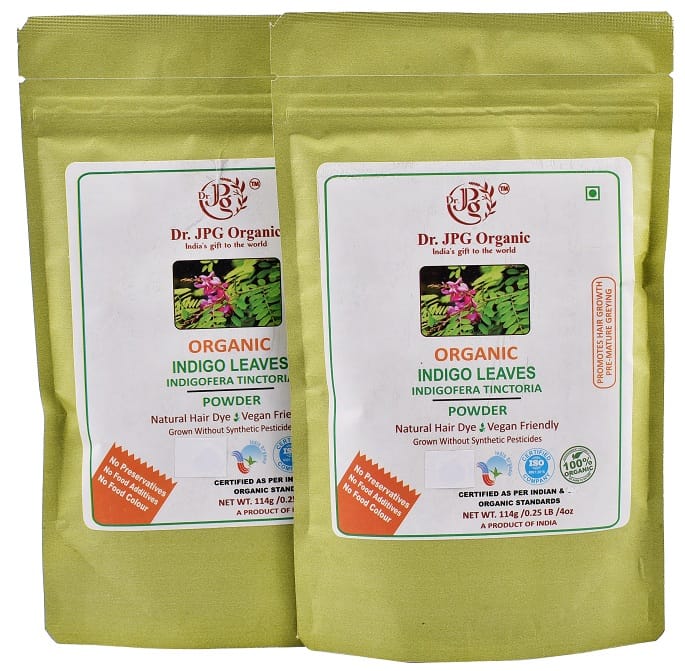Dr. JPG Organic Herbals  Indigo Leaves Powder | India Organic Certified | 114g Pack of 2 | Herbal Supplement