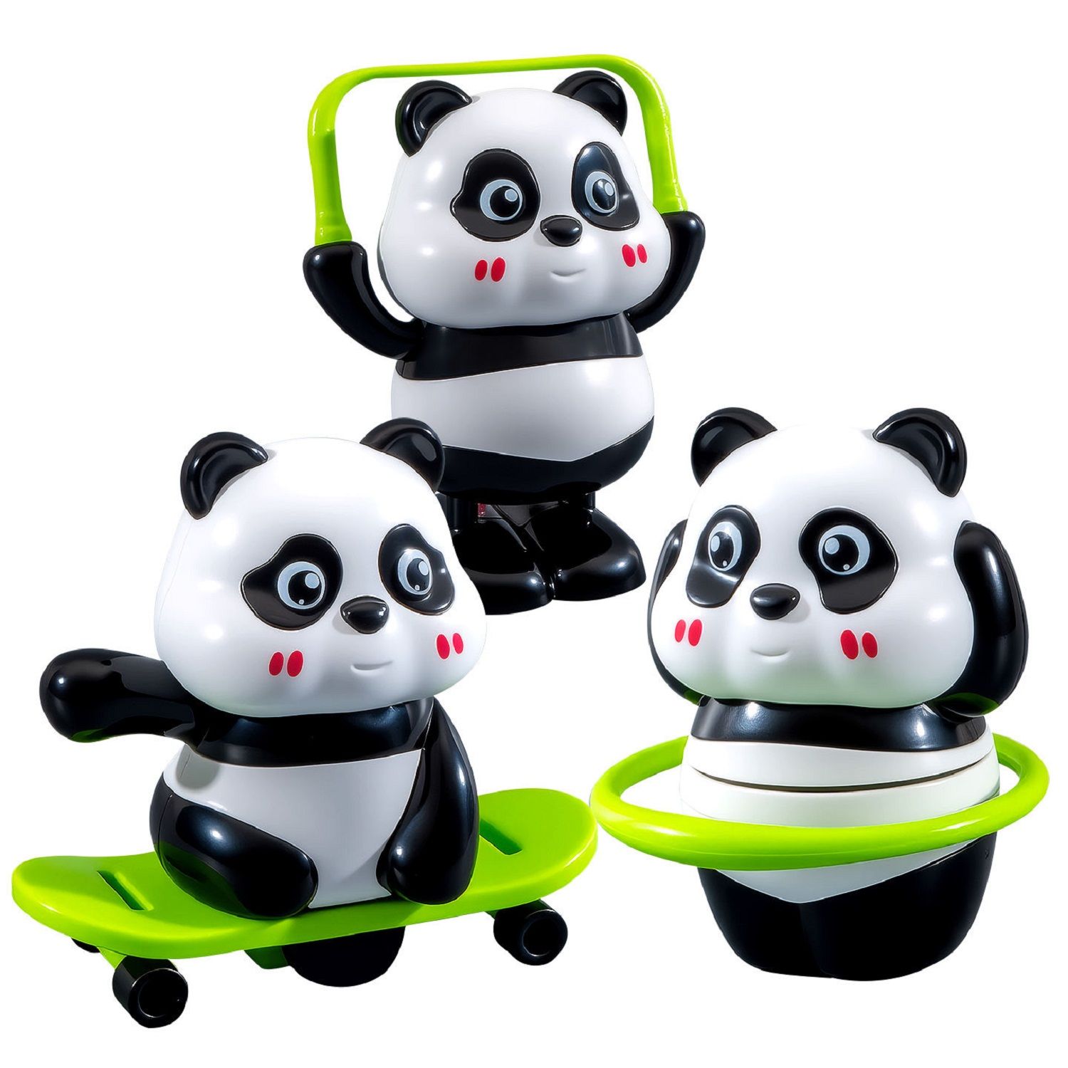 KTRS Enterprise 3-in-1 Panda Wind-Up Toy Set – Jump Rope, Hula Hoop & Skateboard | Cute Panda Action Toy for Kids | No Battery Required